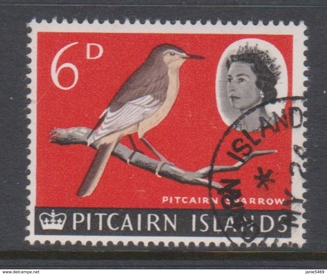 Pitcairn Islands  Scott 44 1964 Queen Elizabeth II ,6d ,used - Pitcairn Islands