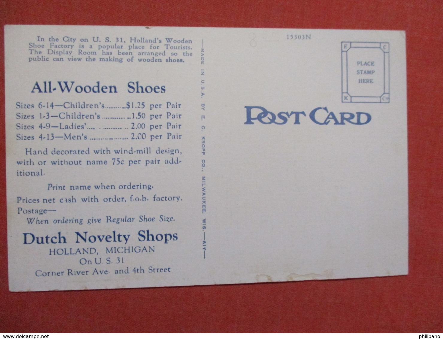 All Wooden Shoes  Dutch Novelty Shops Holland Michigan >    Ref 3627 - Pubblicitari