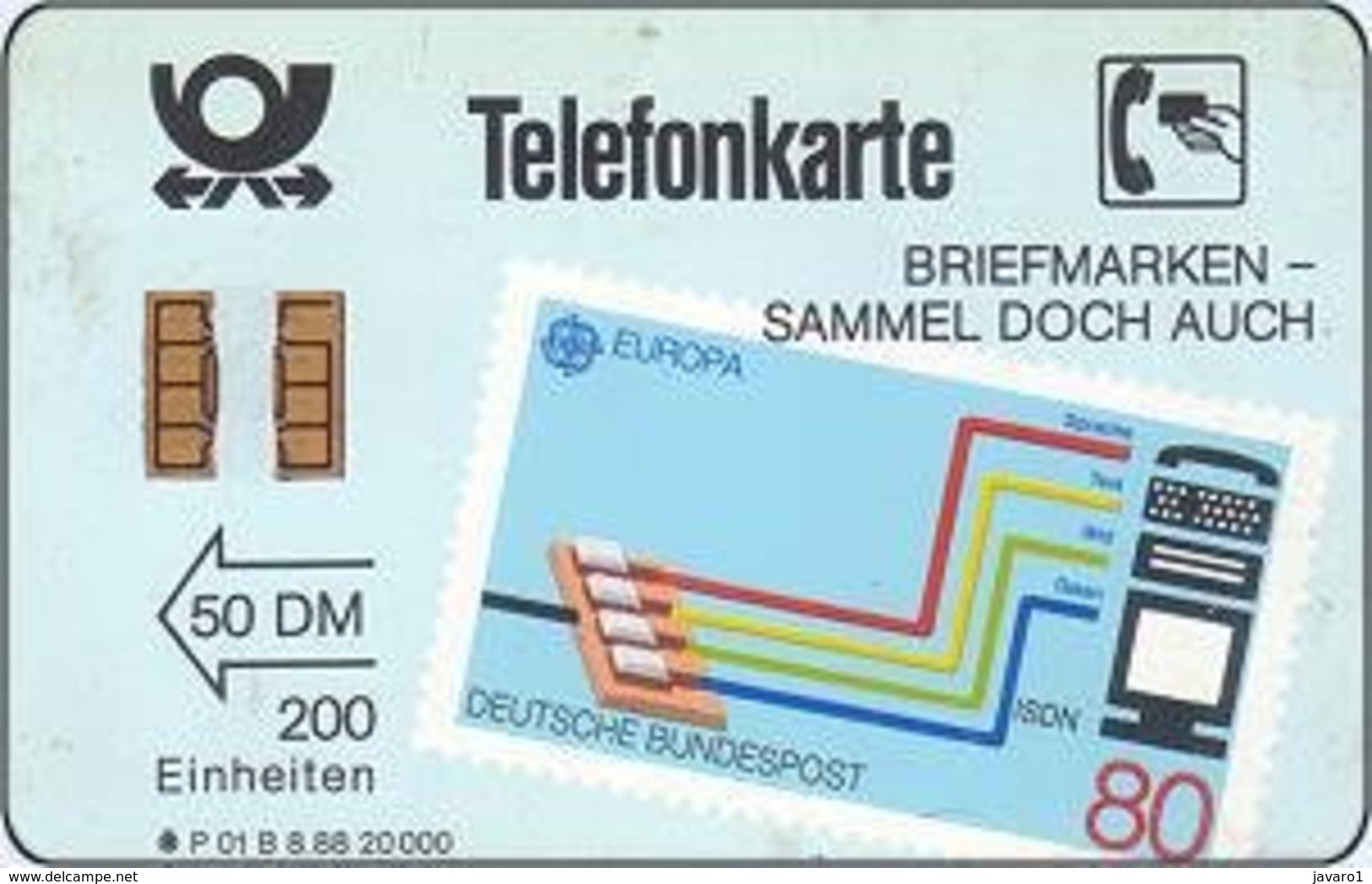 GERMANY-P : P01B_88 (11) P01B 50DM BRIEFMARKEN SAMMEL.. STAMPS (11 Digit Ct MINT (Printed:20000) - P & PD-Series : Guichet - D. Telekom