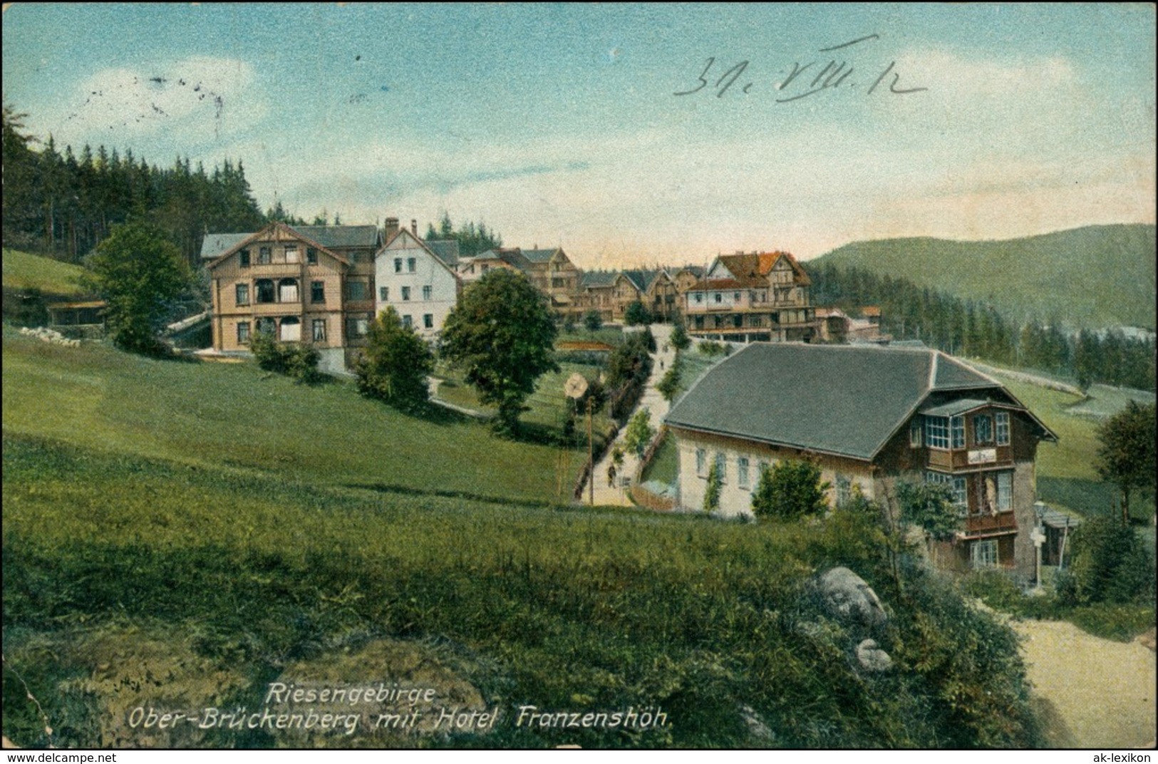 Brückenberg-Krummhübel Karpacz Górny Karpacz Stadt Mit Hotel Franzenshöh 1912 - Schlesien