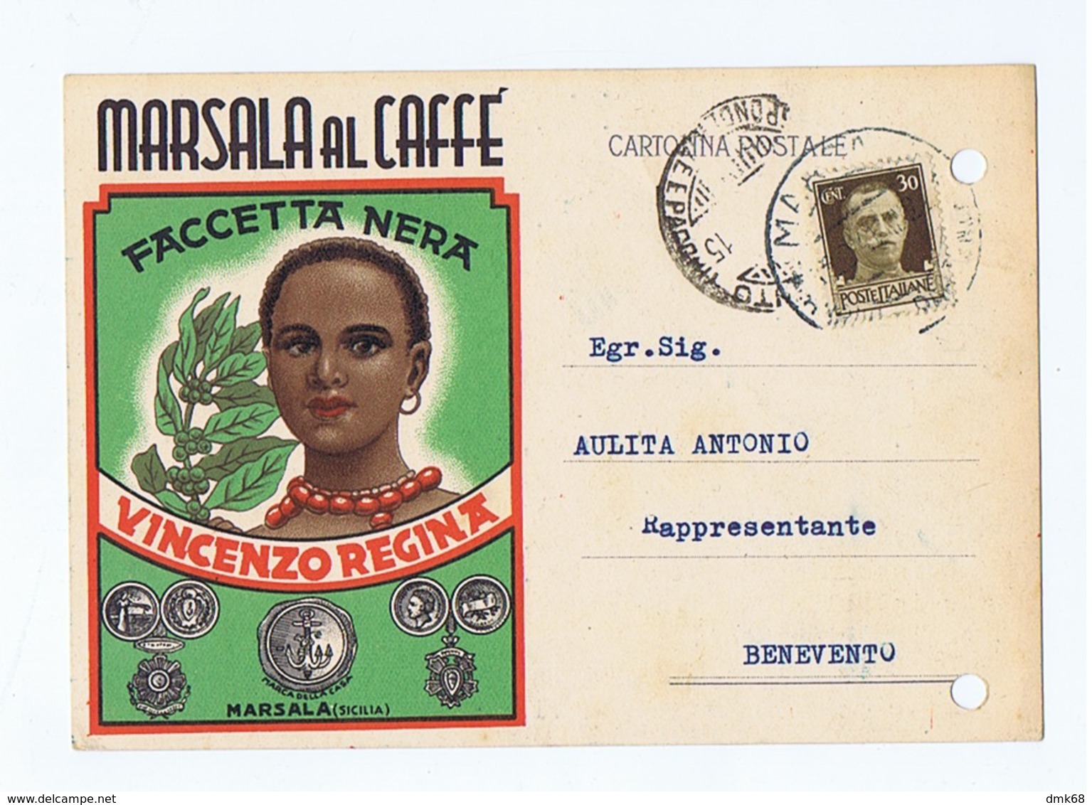 MARSALA - VINCENZO REGINA - MARSALA AL CAFFE - FACCETTA NERA - 1941 (3701) - Avellino