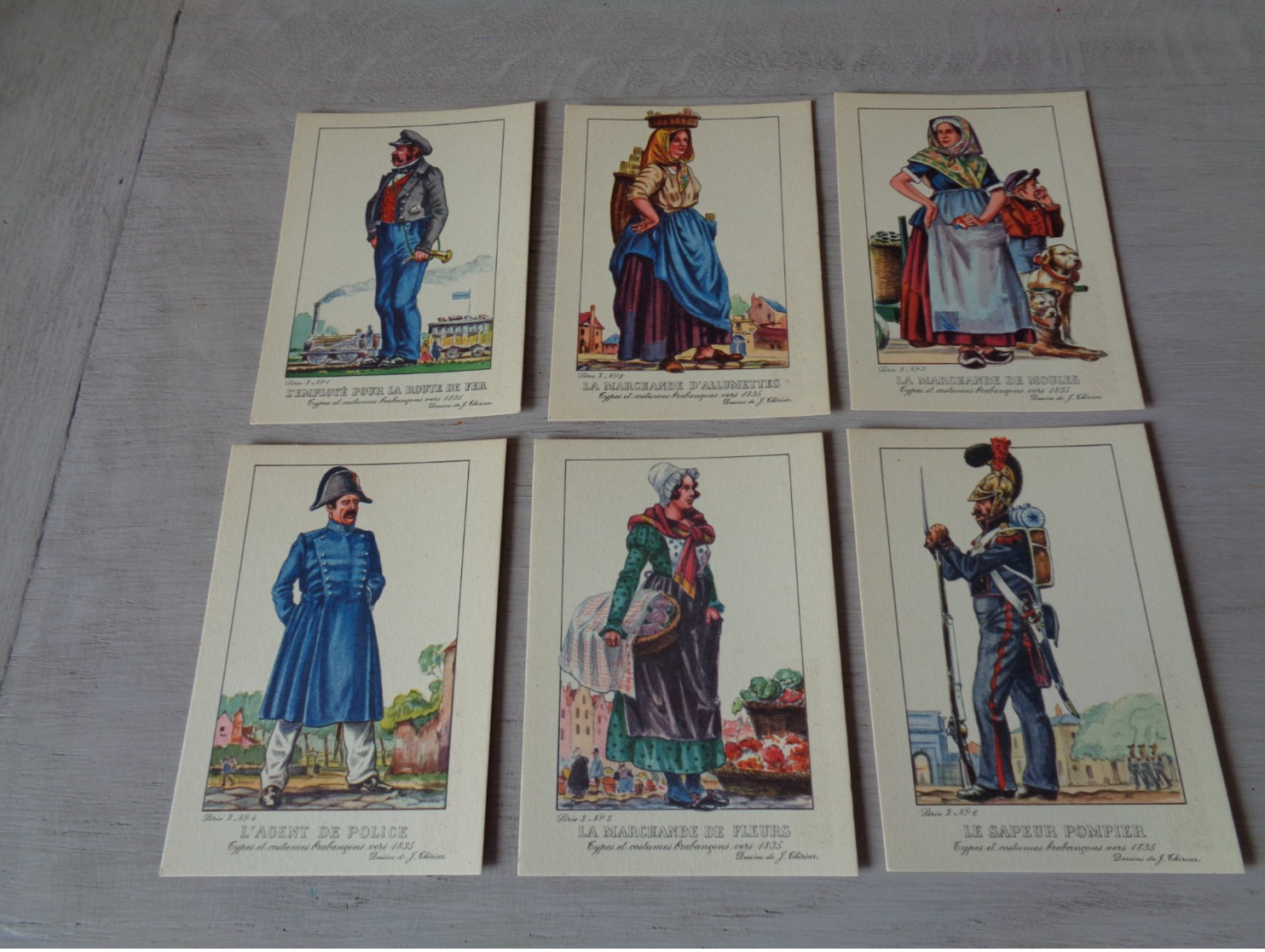 Beau Lot 24 Cartes Postales De Types Et Costumes Brabançons Vers 1835 - Illustrateur J. Thiriar - 4 Series De 6 C. P. - 5 - 99 Postkaarten