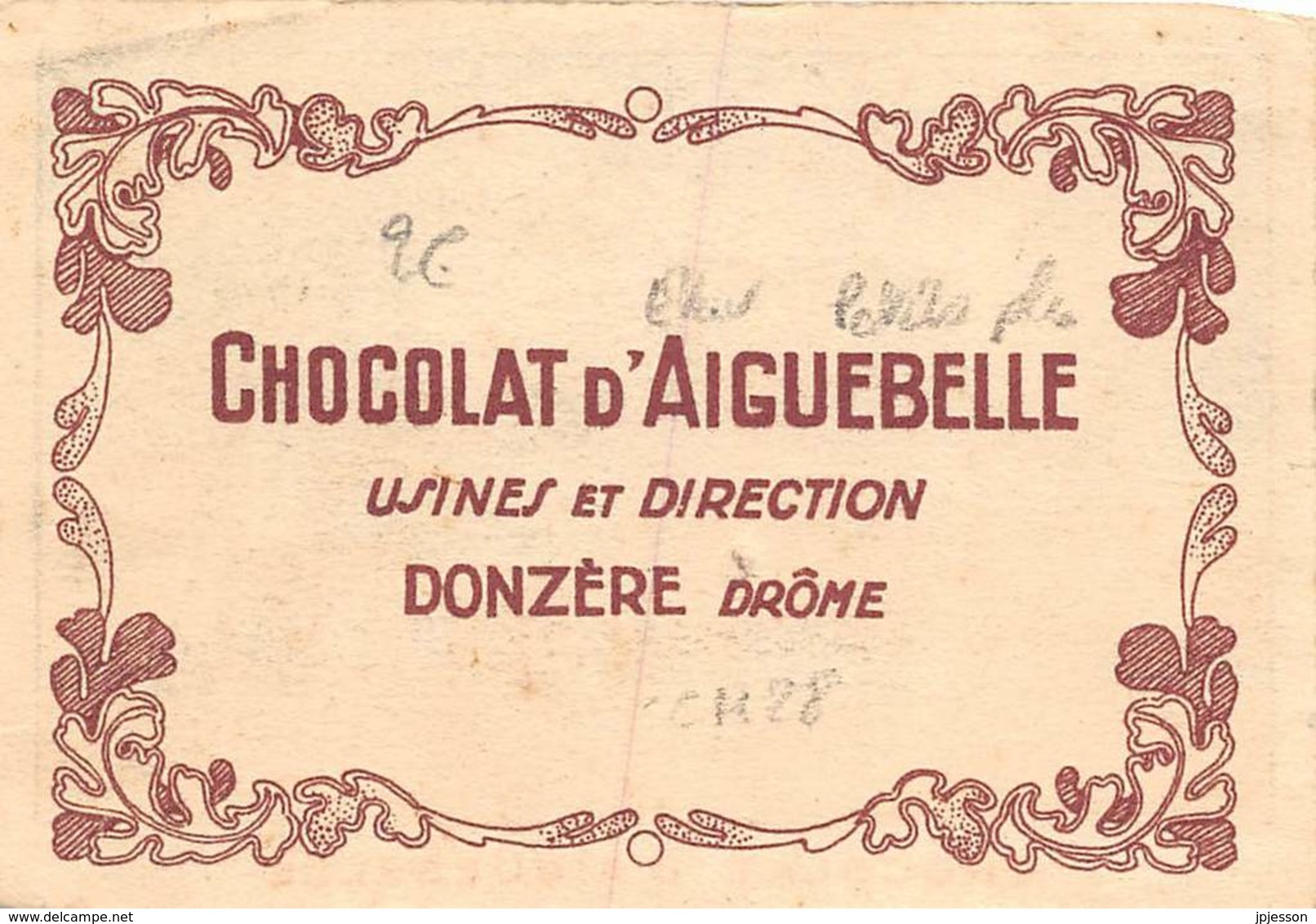 CHROMO  CHOCOLAT  AIGUEBELLE - DONZERE  ( DROME )   TSF - 23 - Aiguebelle