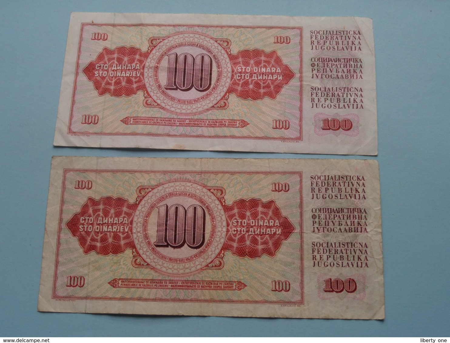 2 X 100 DINARA ( BG 8682864 & CB 4711849 ) 1978 ( Voir Photo Pour Détail Svp / For Grade, Please See Photo ) ! - Yougoslavie