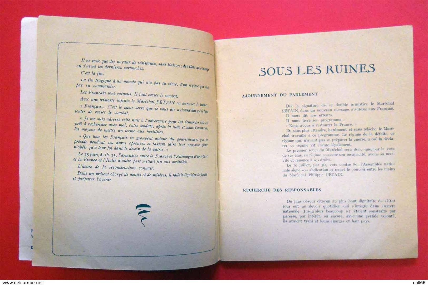 Ww2 Propagande 1941 L'Oeuvre Du Maréchal Pétain Francisque Edition Presses De L'Imprimerie Régionale - Documents