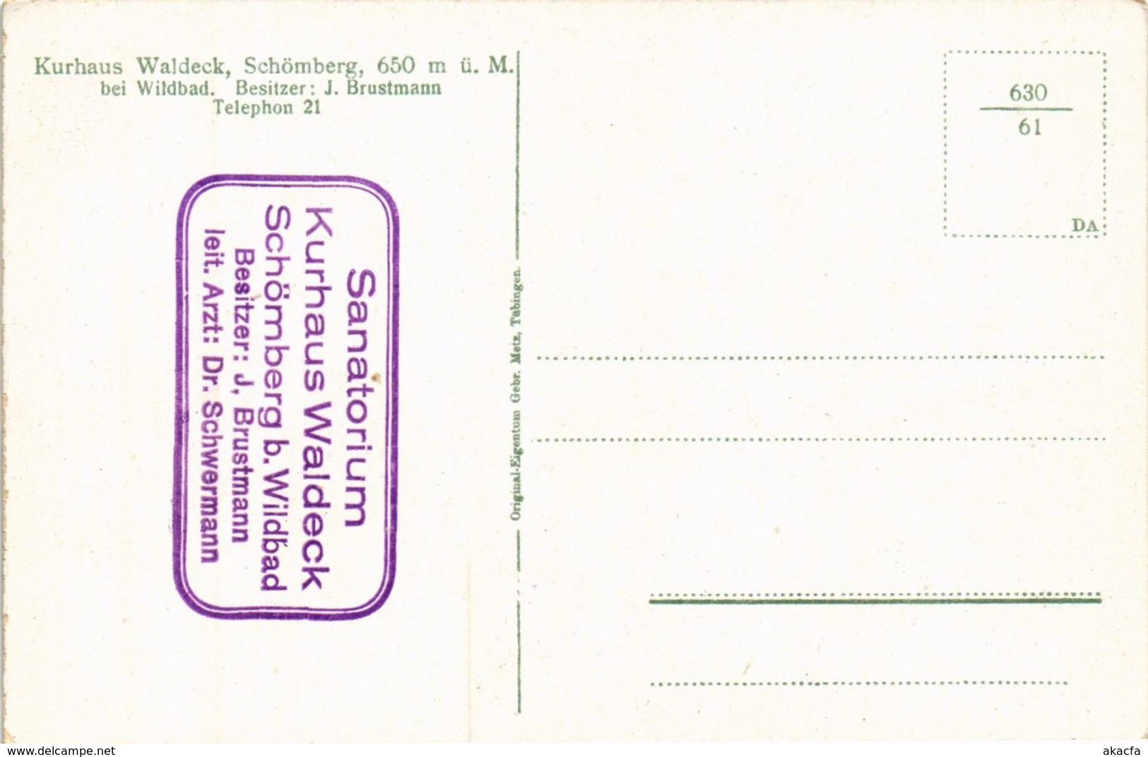 CPA AK Schomberg - Schomberg B. Wildbad - Kurhaus Waldeck GERMANY (910397) - Schömberg