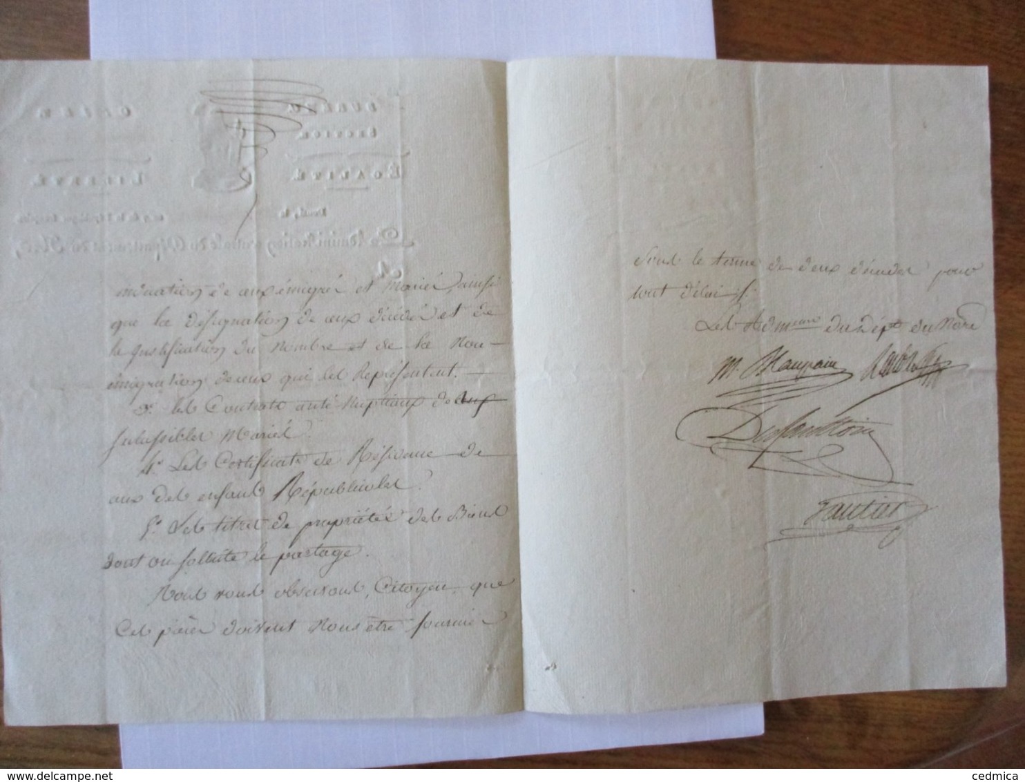 LE 27 MESSIDOR AN 7 DE LA REPUBLIQUE FRANCAISE L'ADMINISTRATION CENTALE DU DEPARTEMENT DU NORD 4 SIGNATURES - Manuscrits