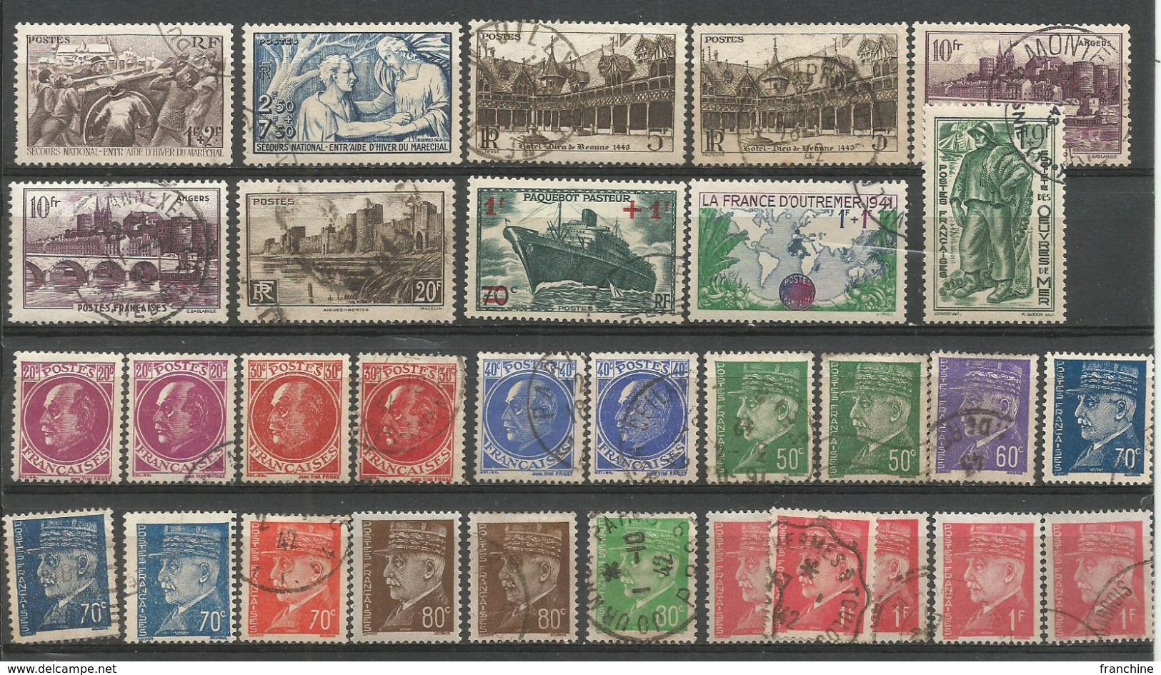 1941- N° 470 à 537oblitérés (o) - ANNEE COMPLETE 70 Timbres + CADEAUX - 1940-1949