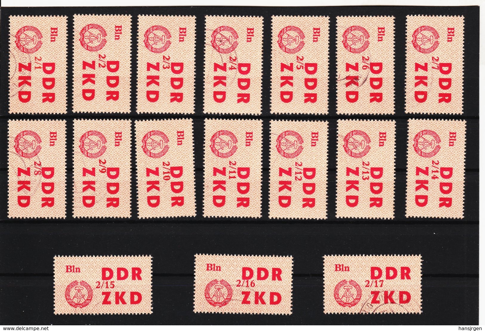 YZO912 DDR 1964 LAUFKONTROLLZETTEL ZKD Michl 31 I - XVII Gestempelt  ZÄHNUNG Siehe ABBILDUNG - Sonstige & Ohne Zuordnung