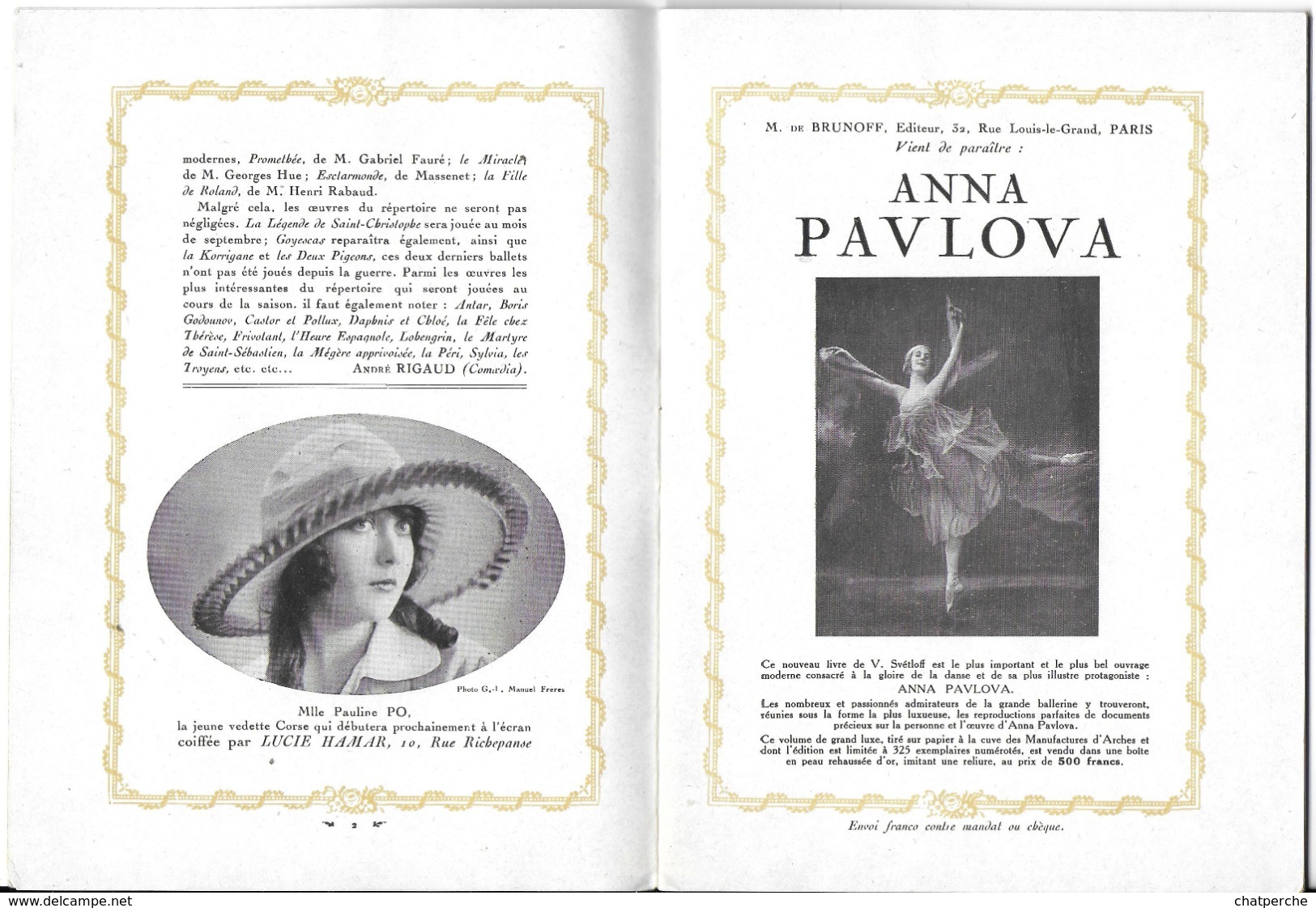 PROGRAMME ACADÉMIE NATIONALE DE MUSIQUE ET DE DANS 1922 GAZETTE DE L’OPÉRA N° 33 PARIS PUBLICITÉ SPECTACLE THAÏS - Programmes