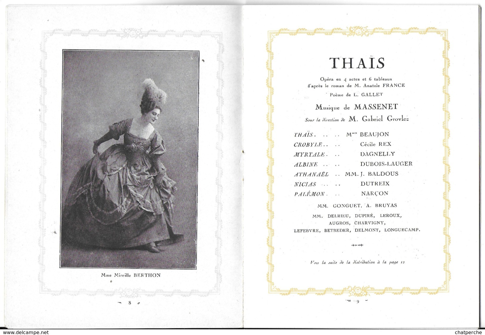 PROGRAMME ACADÉMIE NATIONALE DE MUSIQUE ET DE DANS 1922 GAZETTE DE L’OPÉRA N° 33 PARIS PUBLICITÉ SPECTACLE THAÏS