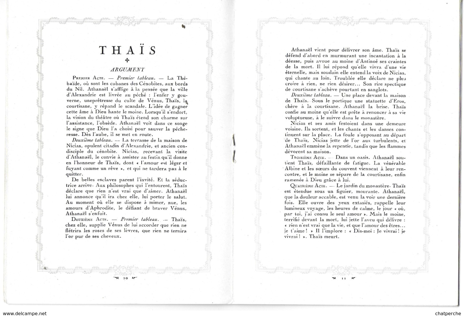 PROGRAMME ACADÉMIE NATIONALE DE MUSIQUE ET DE DANS 1922 GAZETTE DE L’OPÉRA N° 33 PARIS PUBLICITÉ SPECTACLE THAÏS