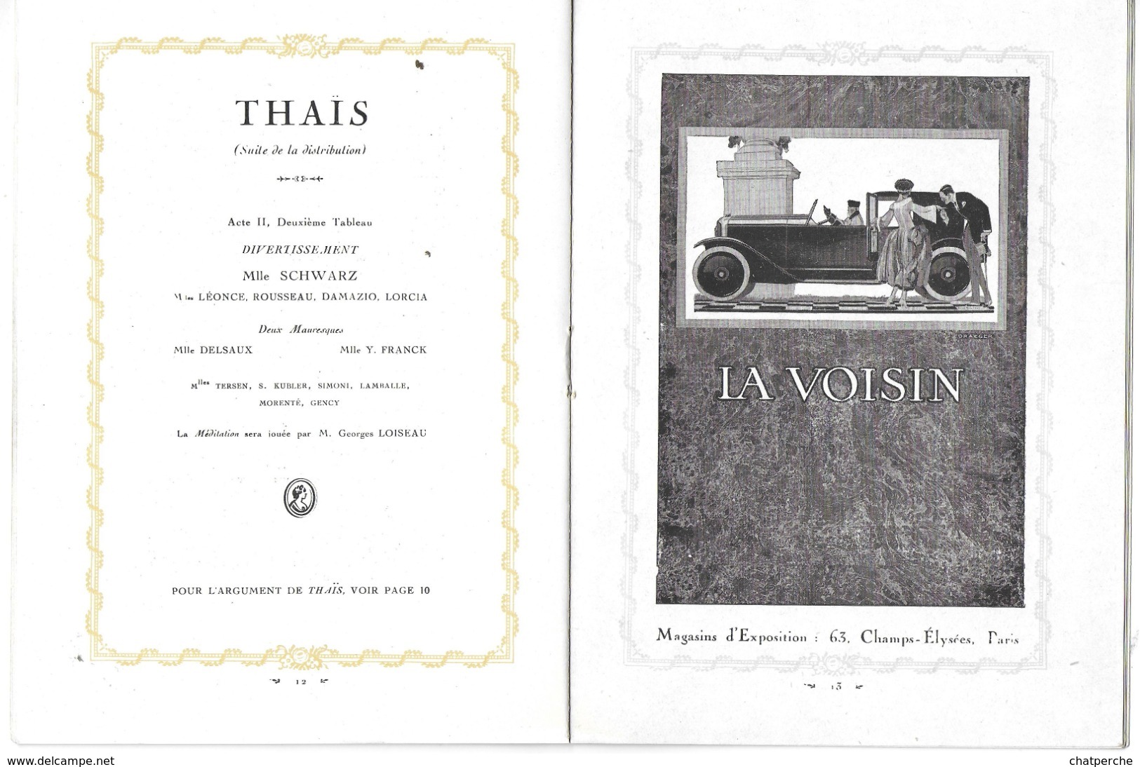 PROGRAMME ACADÉMIE NATIONALE DE MUSIQUE ET DE DANS 1922 GAZETTE DE L’OPÉRA N° 33 PARIS PUBLICITÉ SPECTACLE THAÏS