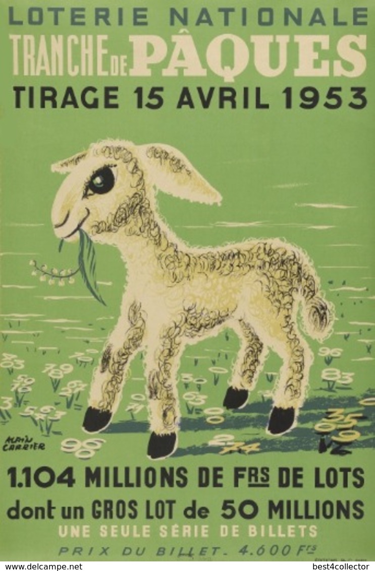 @@@ MAGNET - Loterie Nationale.Tranche De Pâques, Tirage 15 Avril 1953 - Advertising