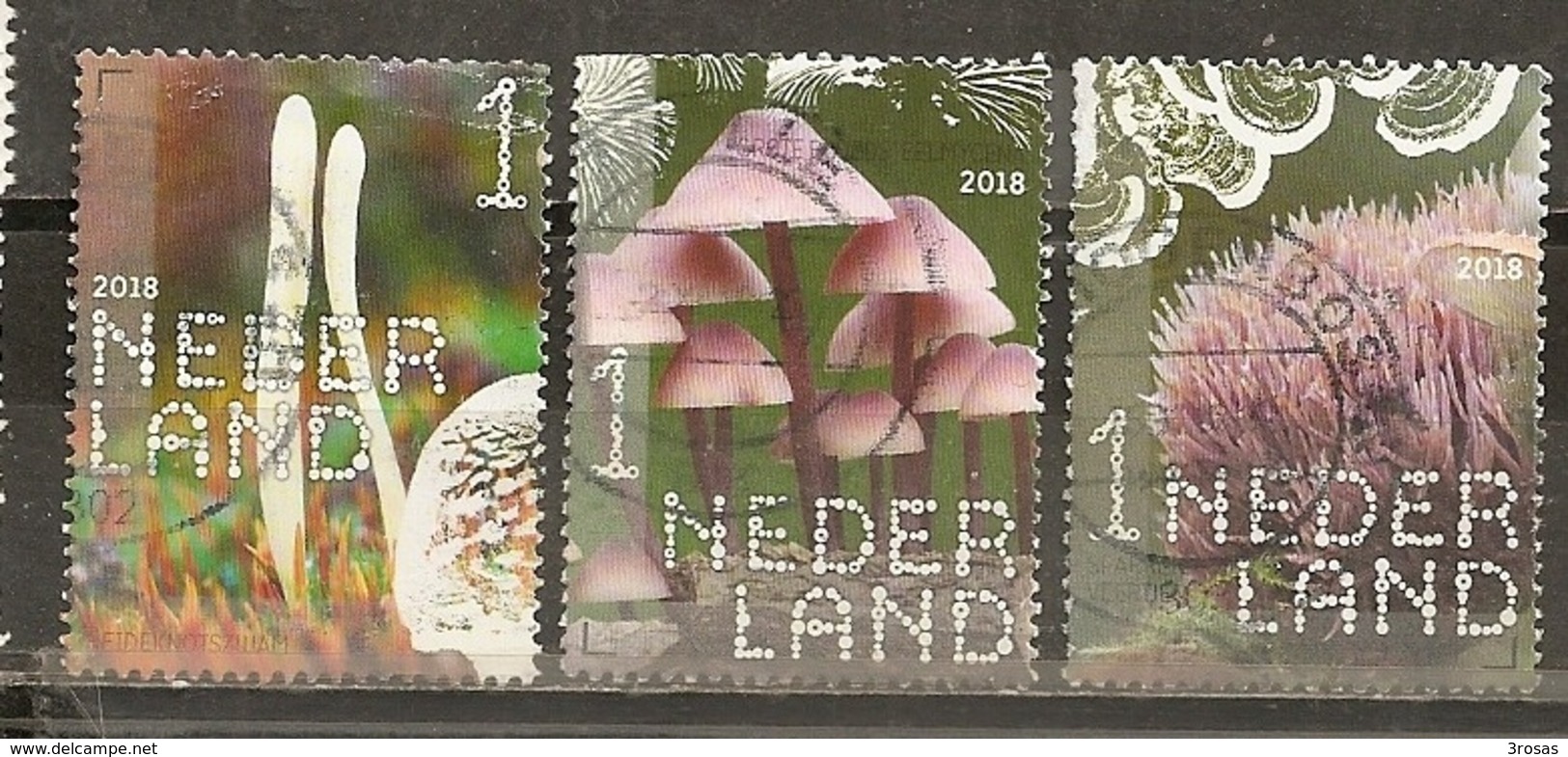 Pays-Bas Netherlands 2018 Champignons Mushrooms Obl (all 3 Stamps Have Minor Faults) - Gebruikt