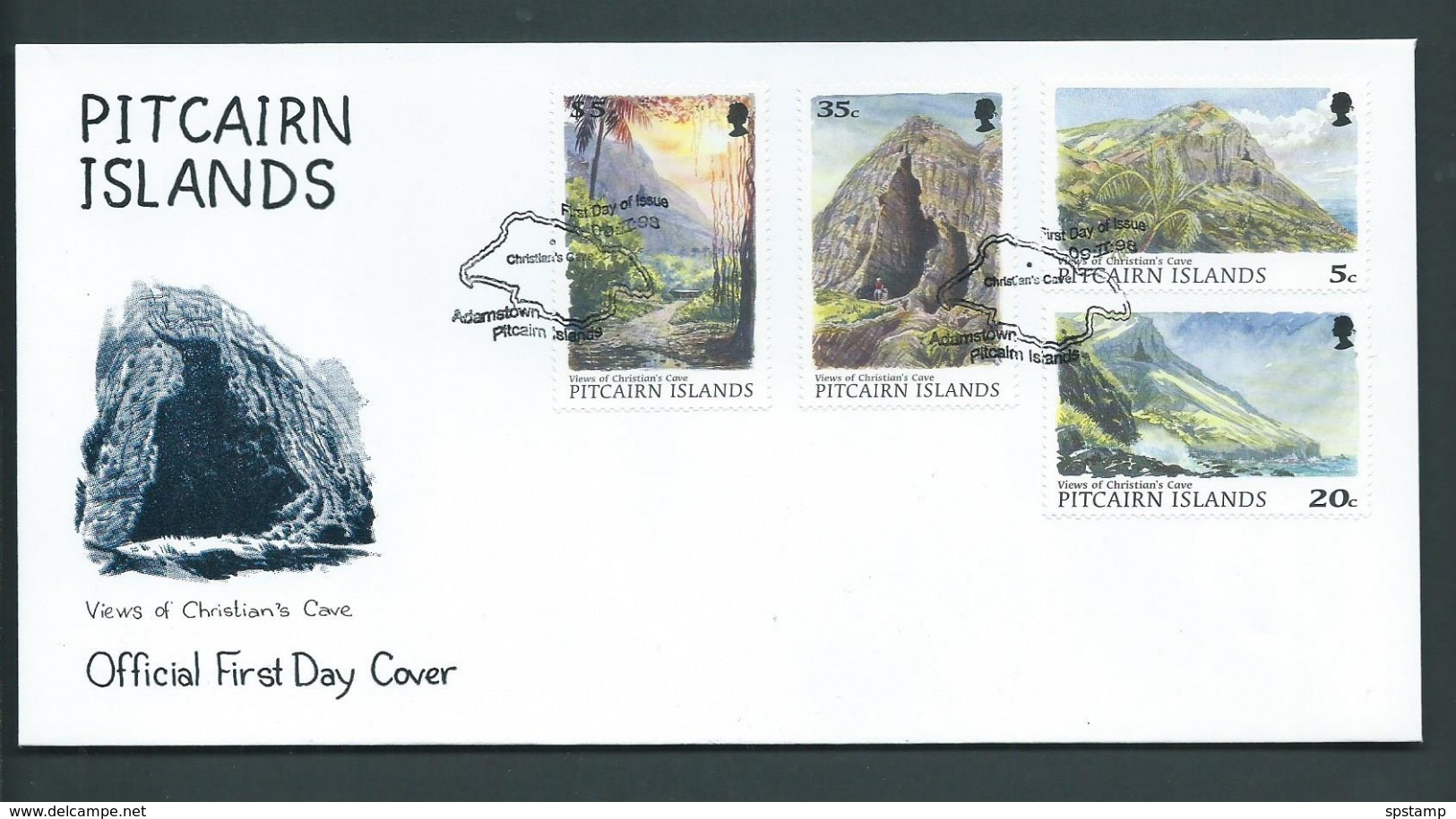 Pitcairn Islands 1998 Christians Cave Scenes Set Of 4 On FDC Official Unaddressed - Pitcairn Islands