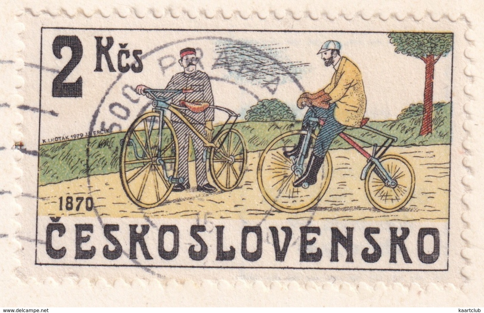 Prag / Prague: CHRYSLER-SIMCA 180, LADA 1500, TATRA 603 - Pozdrav Z Prahy - (CSSR) & Bicycle 1870 Stamp 2Kcs - Toerisme