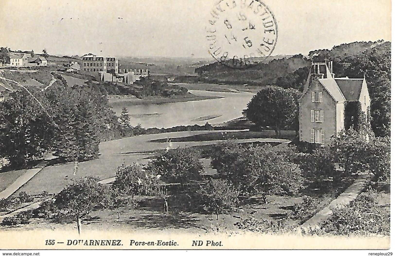 29-cachet Hôpital Temp N°43 Douarnenez Sur CP En 1915 - Guerre De 1914-18