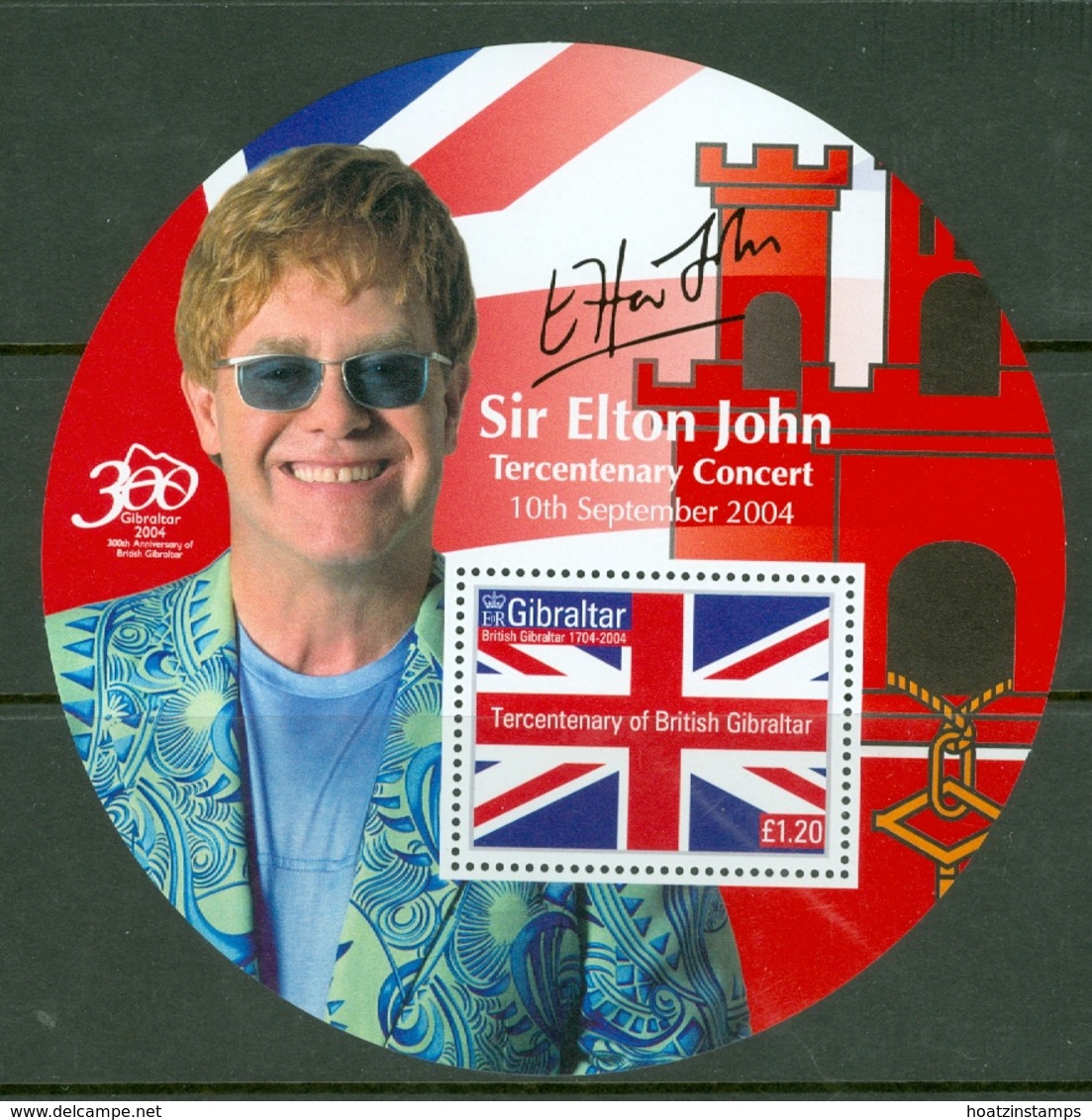 Gibraltar: 2004   300th Anniv Of British Gibraltar (Series 2 - Elton John)  M/S   MNH - Gibraltar