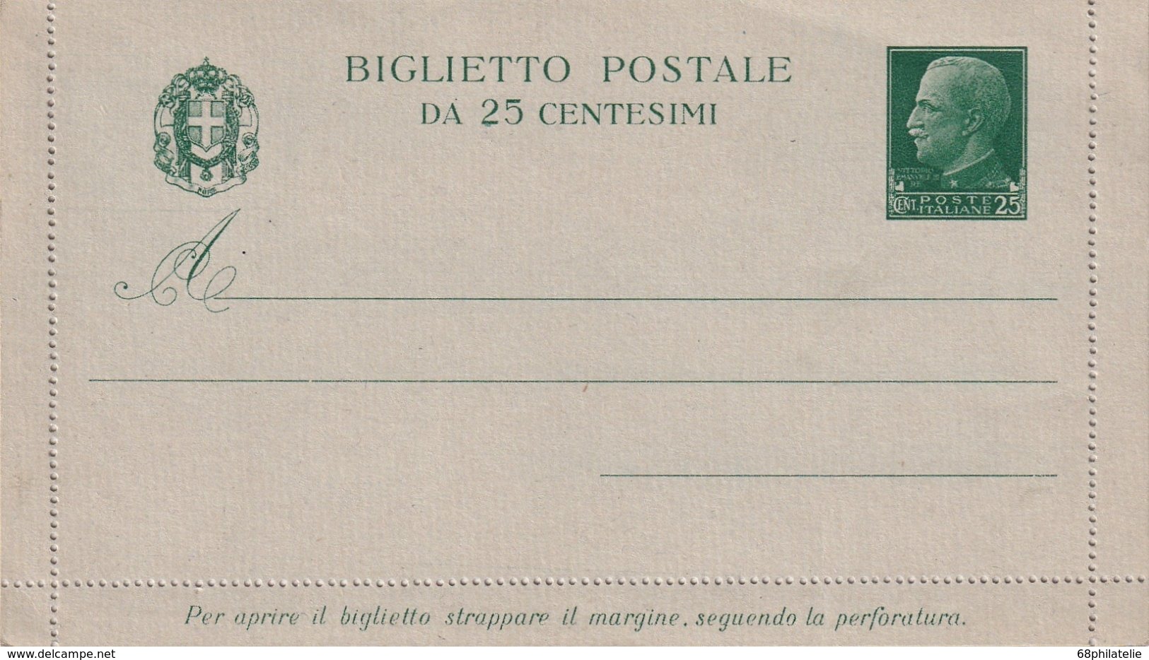 ITALIE   ENTIER POSTAL/INTERI POSTALE/POSTAL STATIONERY CARTE-LETTRE - Interi Postali