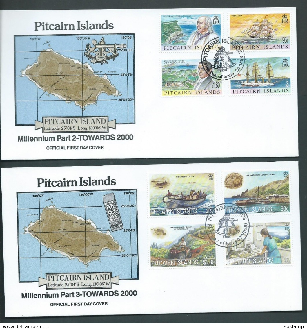 Pitcairn Islands 1998 - 2000 Millennium I, II & III Three Sets Of 4 On FDC Official Unaddressed - Pitcairn Islands