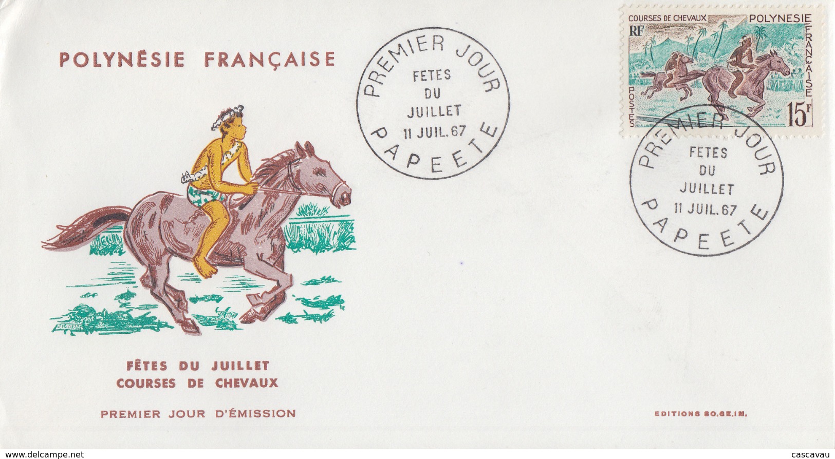 Enveloppe  FDC   1er  Jour    POLYNESIE    Fêtes  Du   Juillet   1967 - FDC