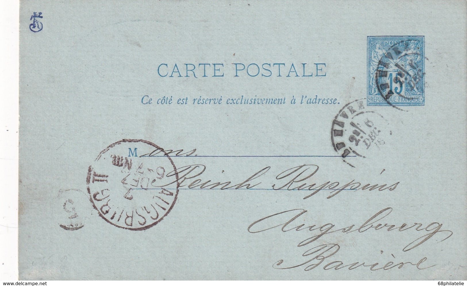 FRANCE 1878  ENTIER POSTAL/GANZSACHE/POSTAL STATIONERY CARTE DE LE HAVRE - Standard- Und TSC-AK (vor 1995)