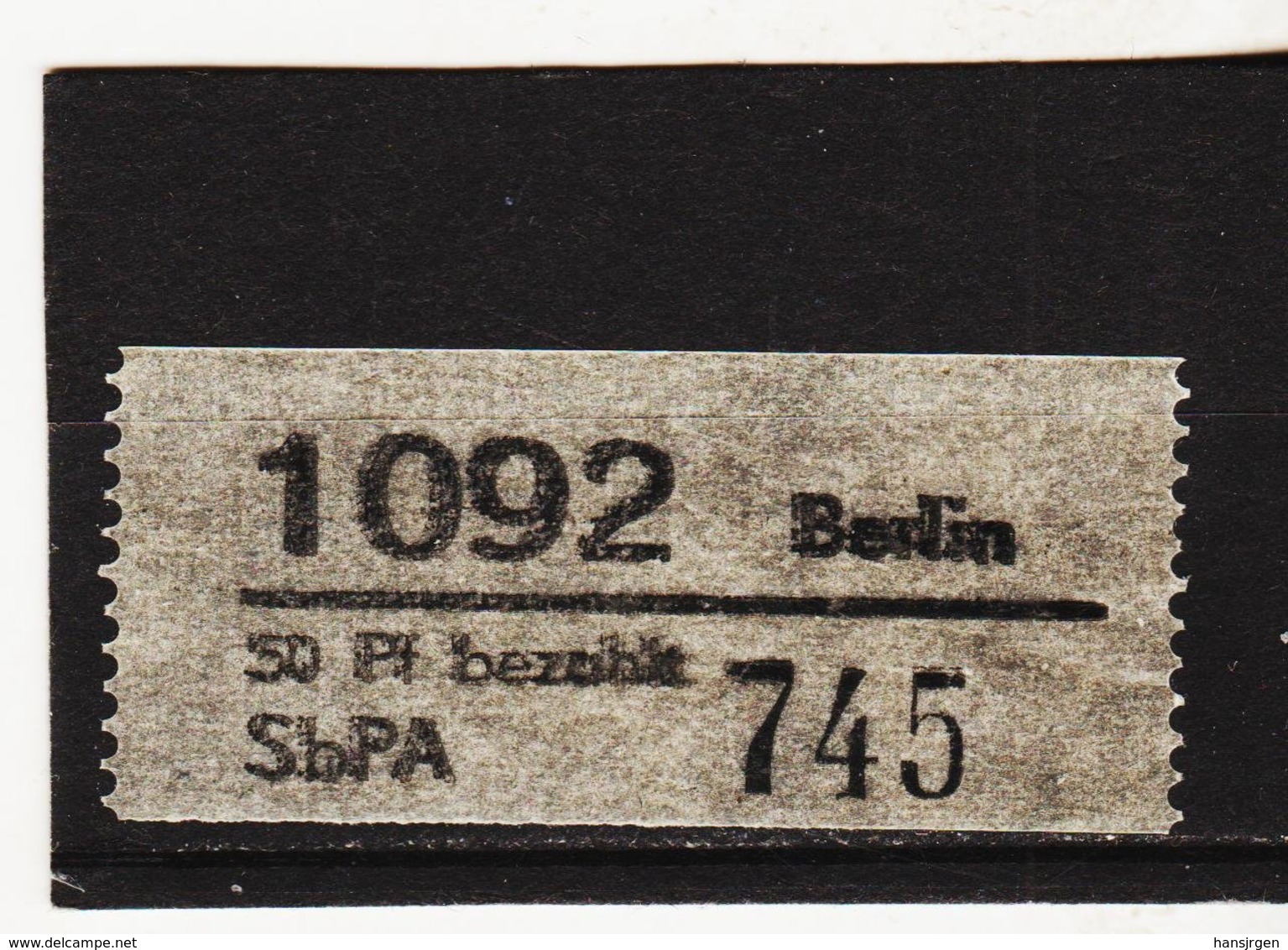 YZO930 DDR 1968 PAKETBEBÜHRENMARKE (NUMMERNZETTEL)  Michl 1 POSTAMT 1092 Postfrisch SIEHE ABBILDUNG - Ungebraucht