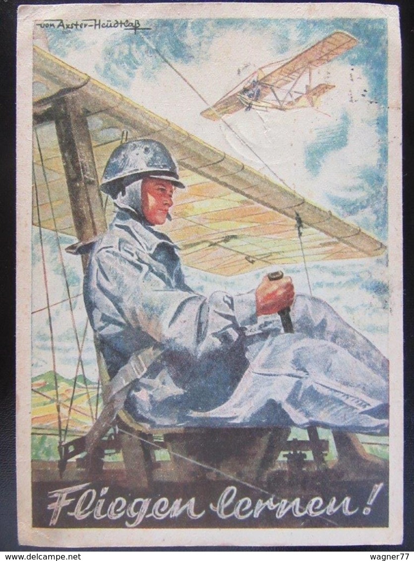 Postkarte Propaganda NSFK "Fliegen Lernen" Feldpost Flugzeugführerschule 1943 - Briefe U. Dokumente