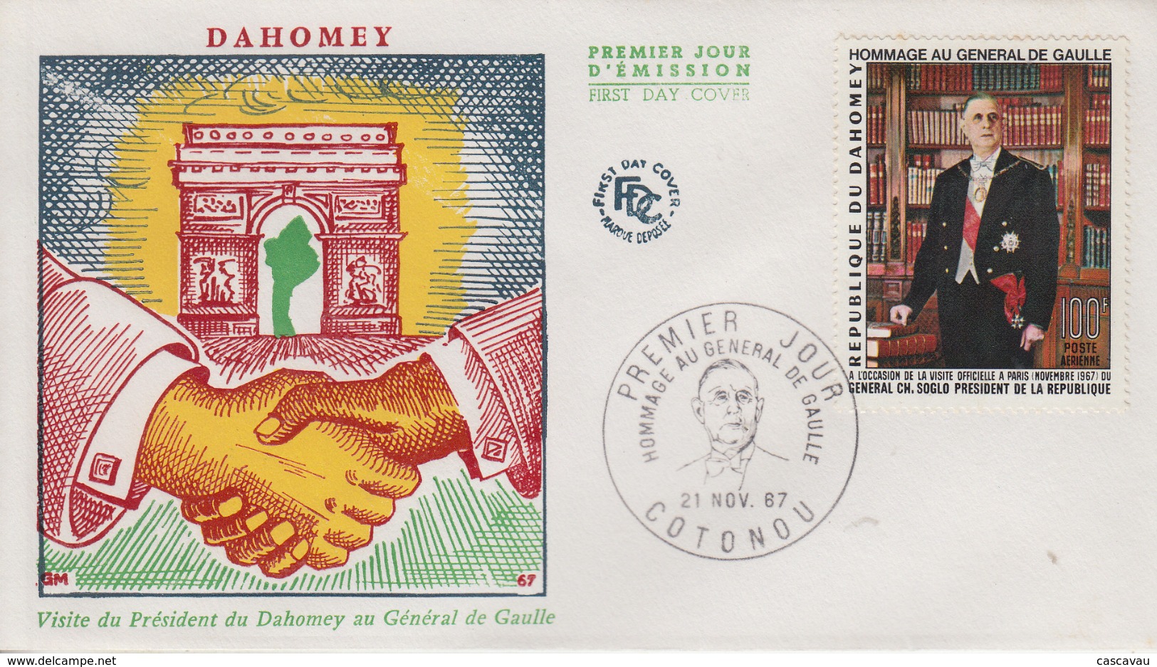 Enveloppe  FDC  1er  Jour   DAHOMEY    GENERAL  DE   GAULLE    1967 - De Gaulle (Général)