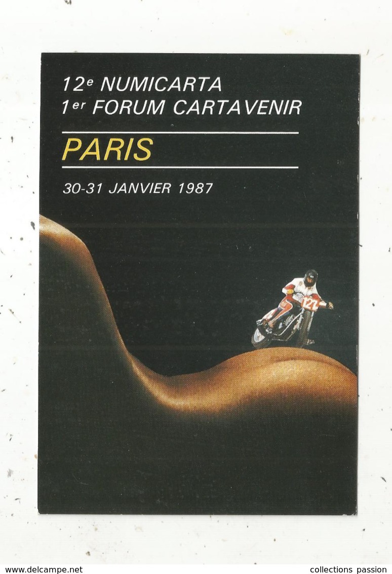Cp, Bourses & Salons De Collections, 12 E NUMICARTA ,1 Er CARTAVENIR ,Paris,1987 , Création P.Pastor ,tirage 4000 Ex. - Bourses & Salons De Collections