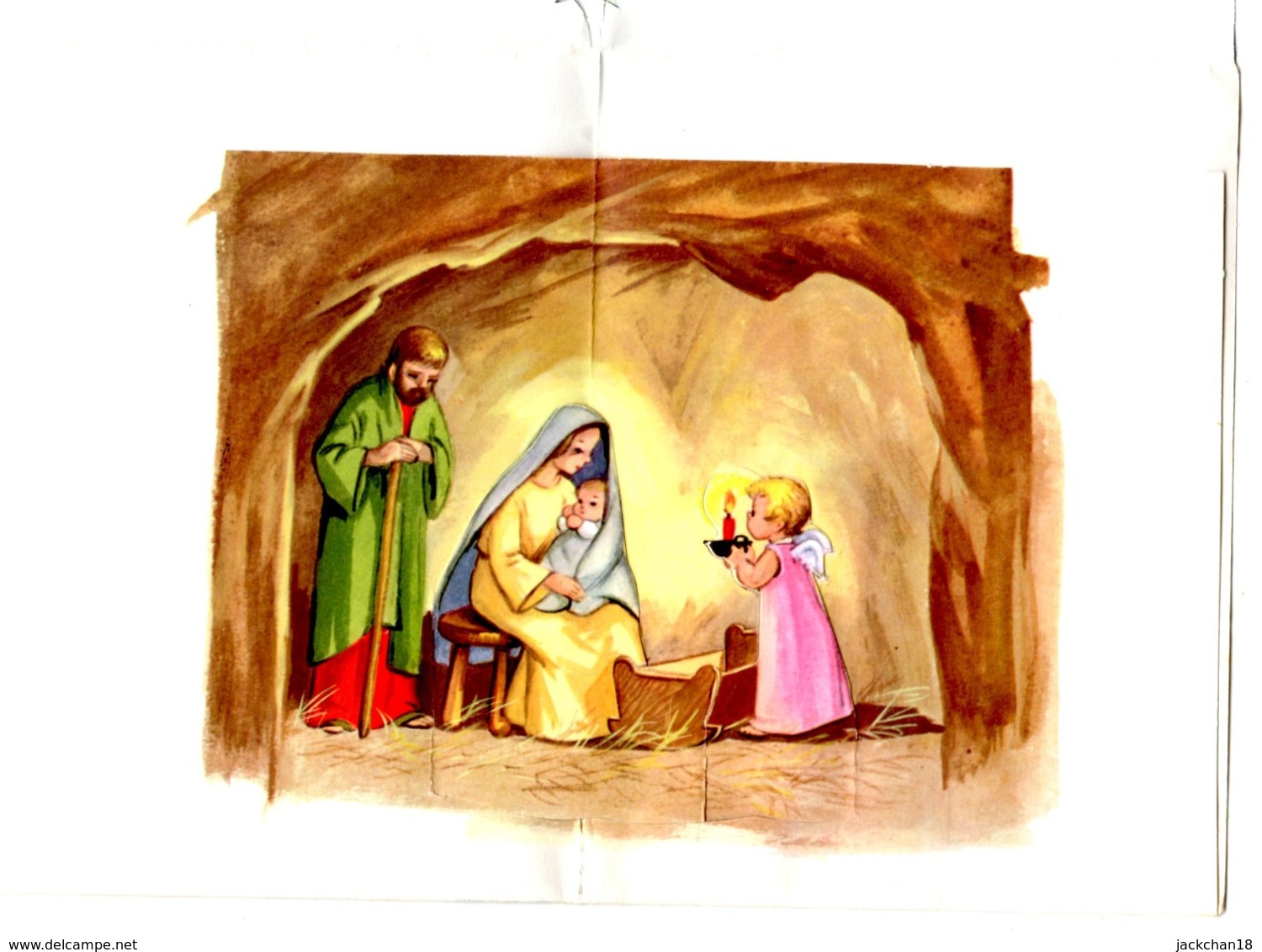 -- ILLUSTRATEUR JEANNE LAGARDE - CARTE A SYSTEME Dépliant Avec Brillants - JOYEUX NOEL / Anges - Crèche -- - Autres & Non Classés