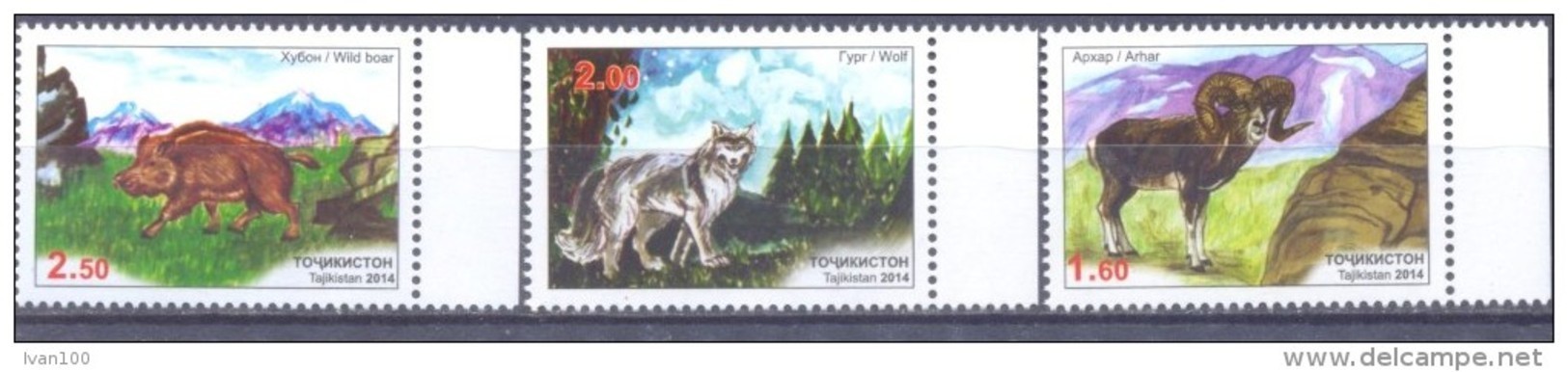 2014. Tajikistan, Tashkent Zoo, Animals, 3v Perforated, Mint/** - Tadschikistan