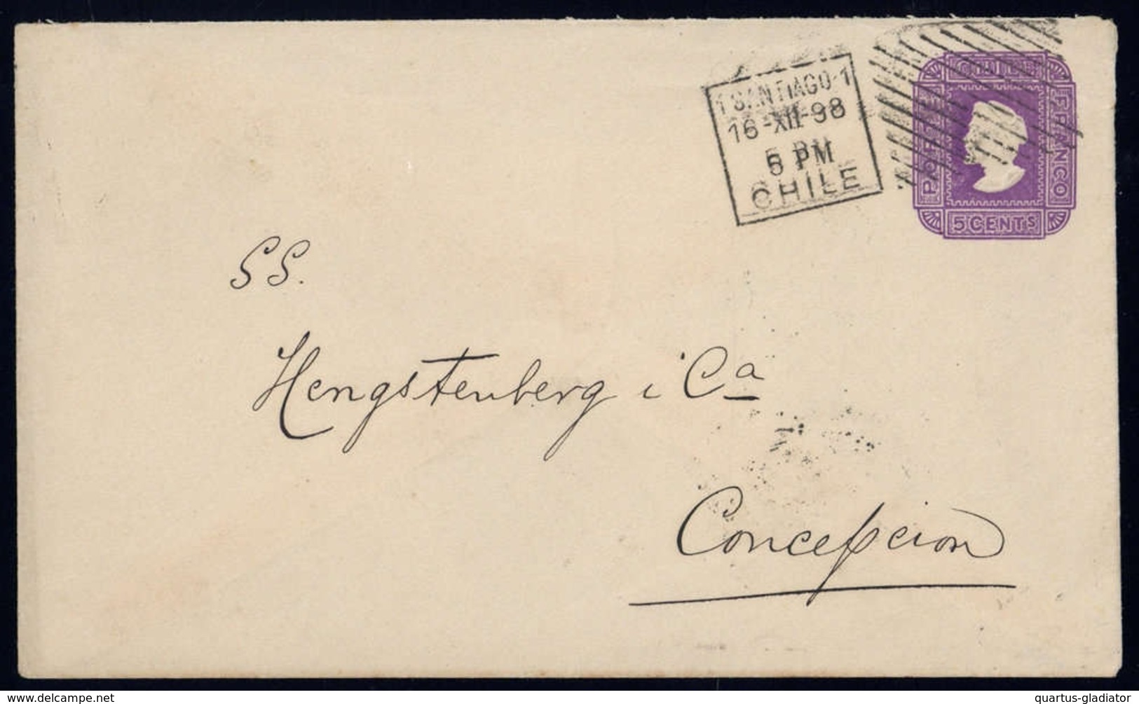 1889, Chile, U 8 B, Brief - Chile