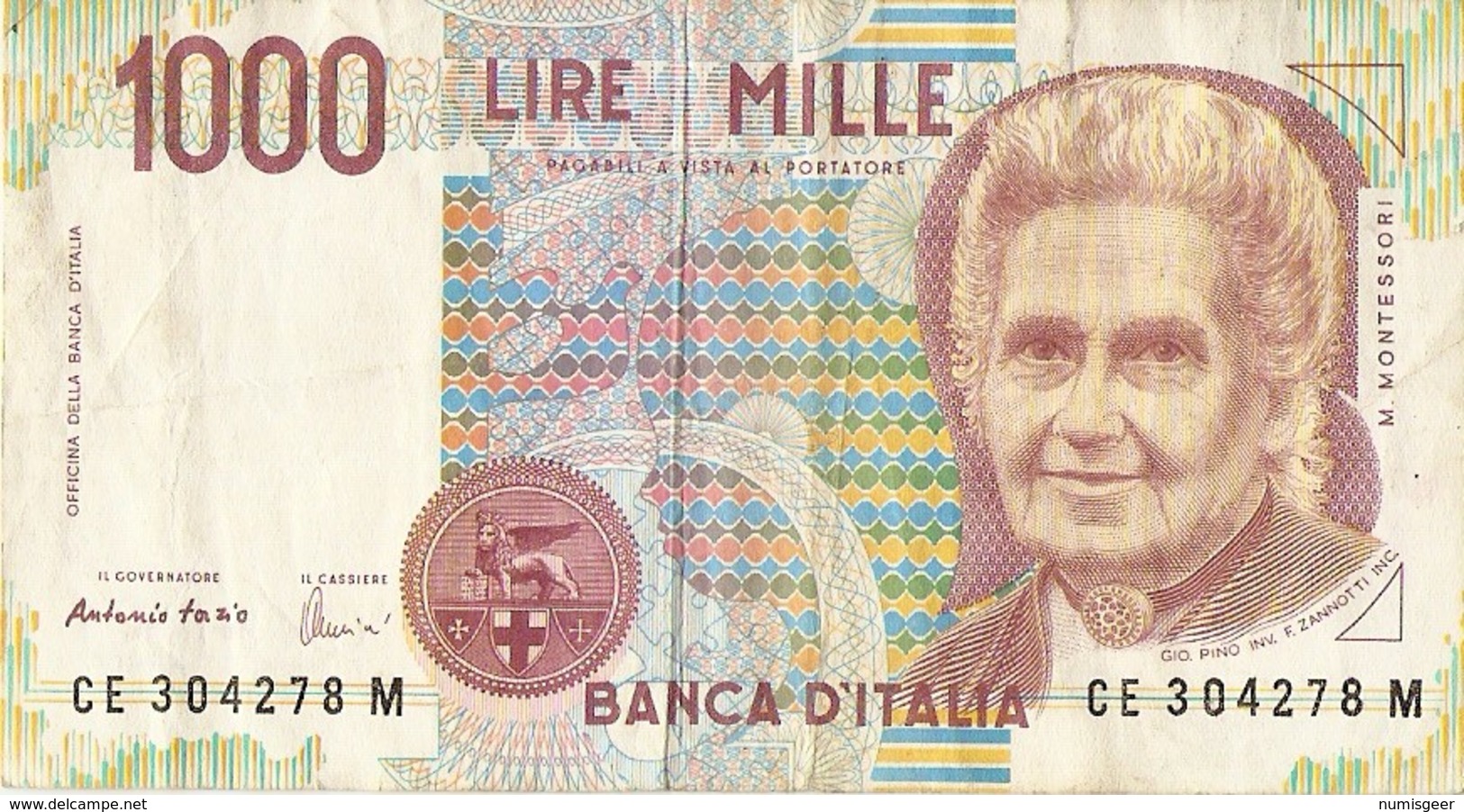 5000 LIRE  V. BELLINI + 1000 LIRE  MONTESSORI - 5000 Lire