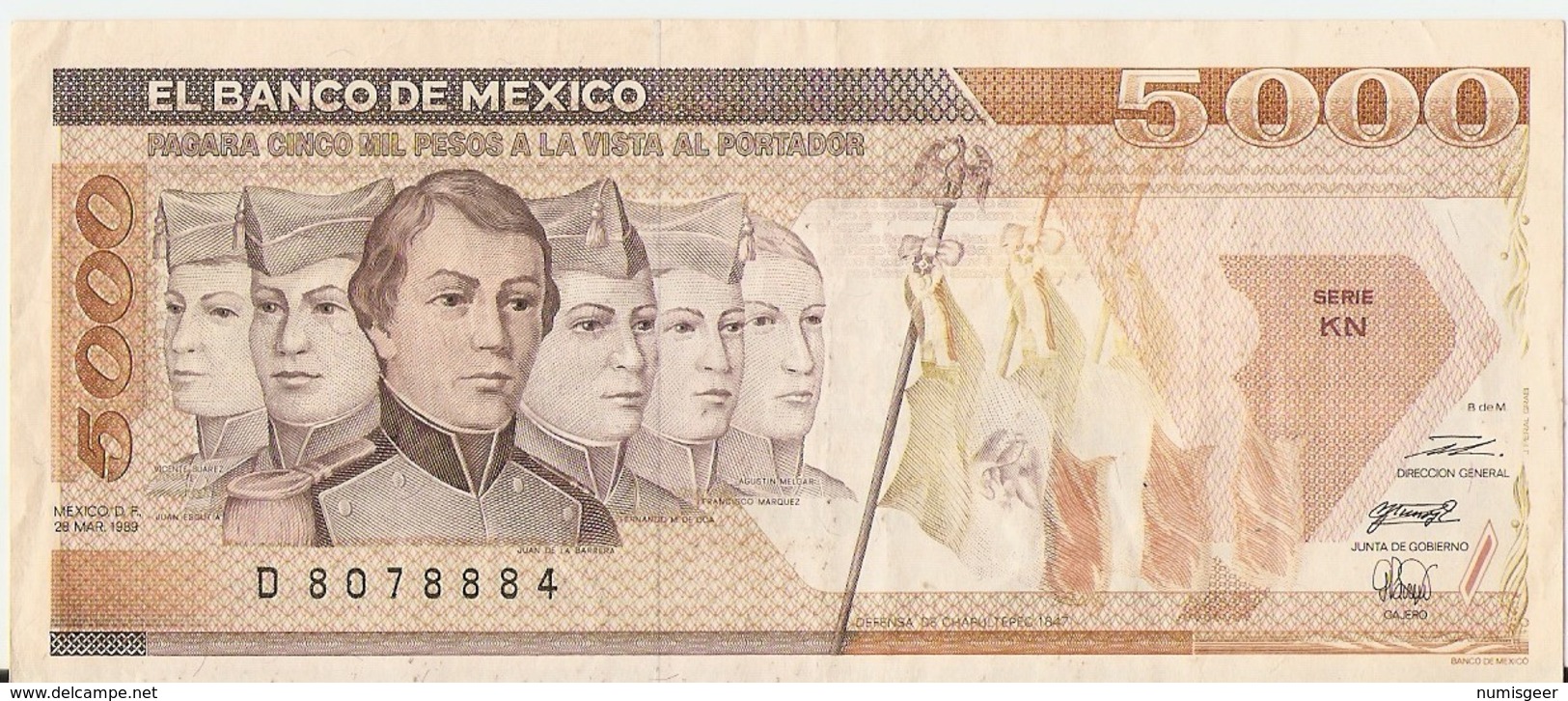 5000 PESOS  ( 1989 ) - Mexique