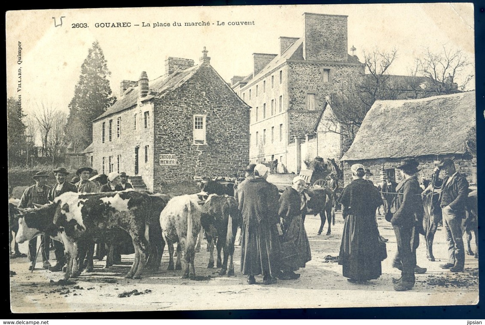 Cpa Du 22  Gouarec La Place Du Marché , Le Couvent  LZ122 - Gouarec