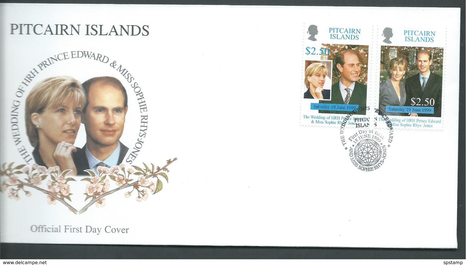 Pitcairn Islands 1999 Prince Edward Royal Wedding Set 2 On FDC Official Unaddressed - Pitcairn Islands