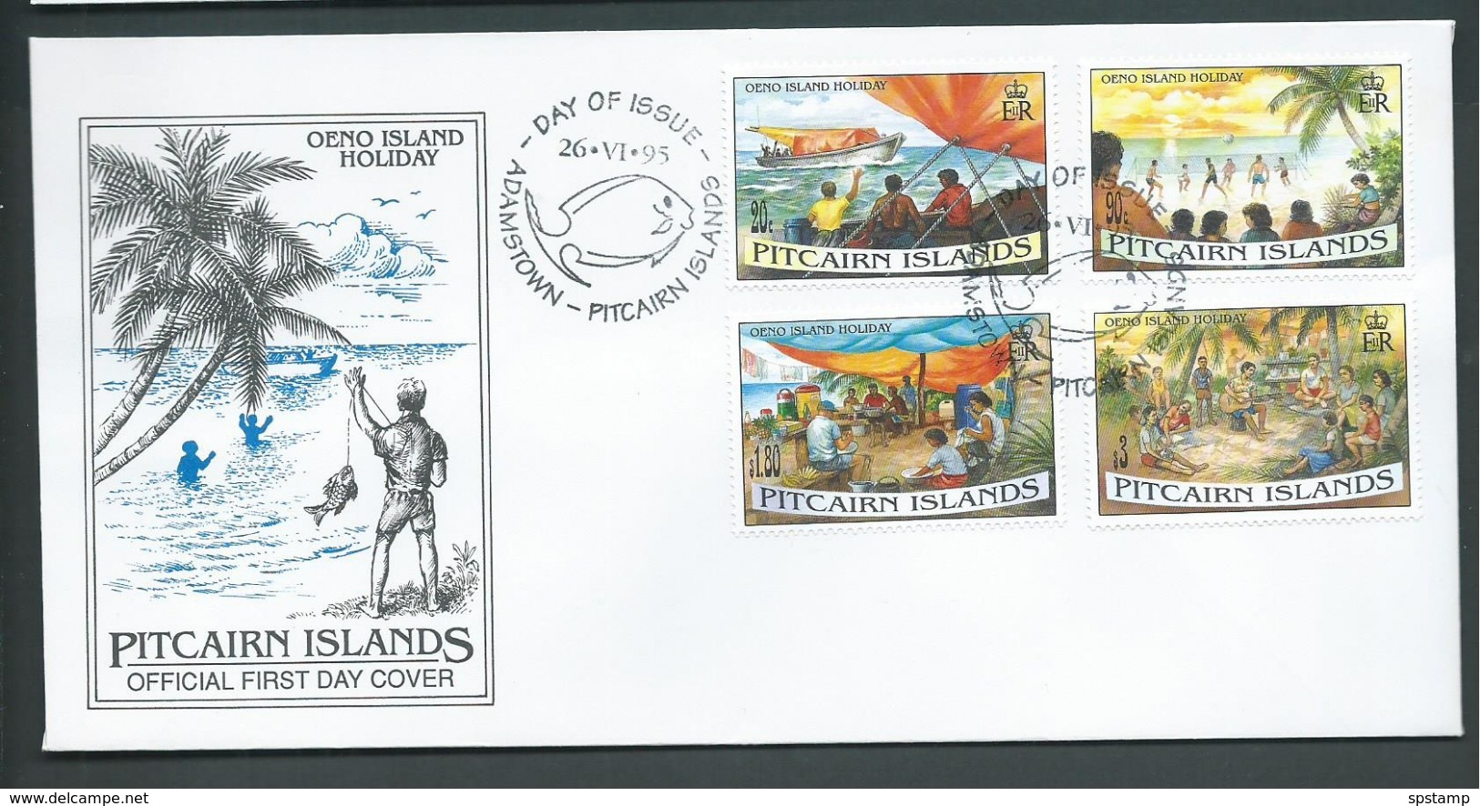 Pitcairn Islands 1995 Oeno Island Holiday Set Of 4 On FDC Official Unaddressed - Pitcairn