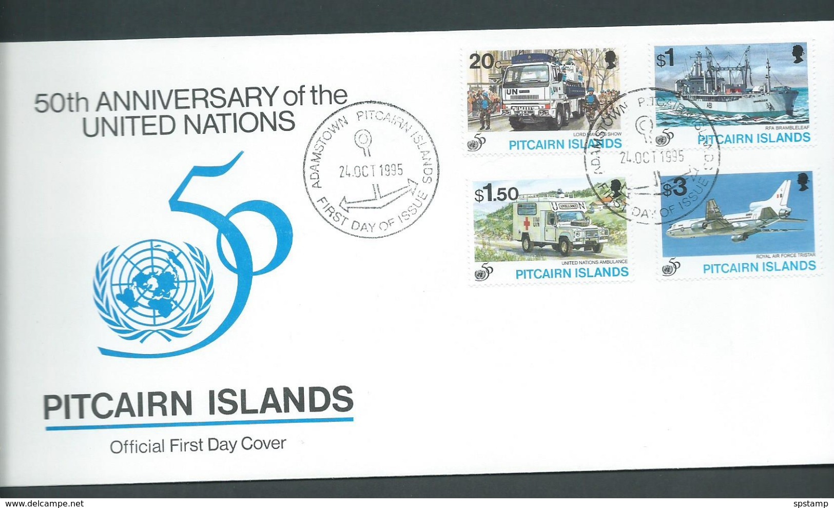 Pitcairn Islands 1995 United Nations Anniversary Set Of 4 On FDC Official Unaddressed - Pitcairn Islands