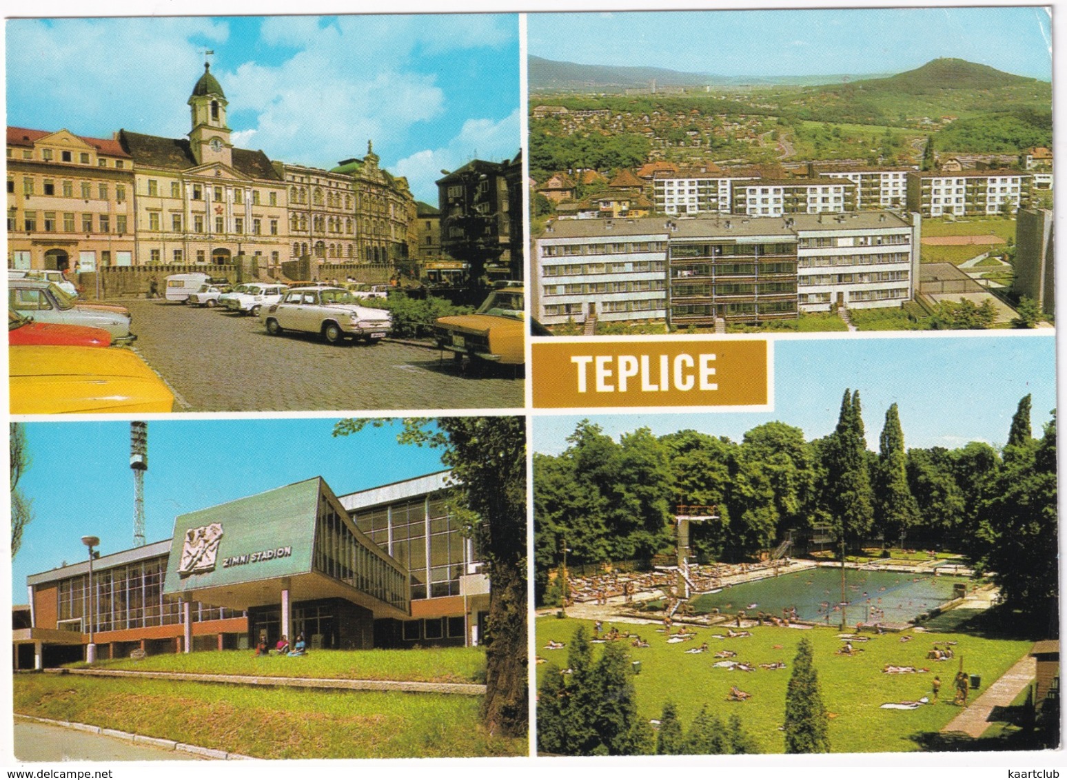 Teplice: SKODA 1000MB, MOSKVITCH 408 - Marxovo Namesti, Zimni Stadión, Koupalisté - Piscine/Swimming-pool - (CSSR) - Toerisme