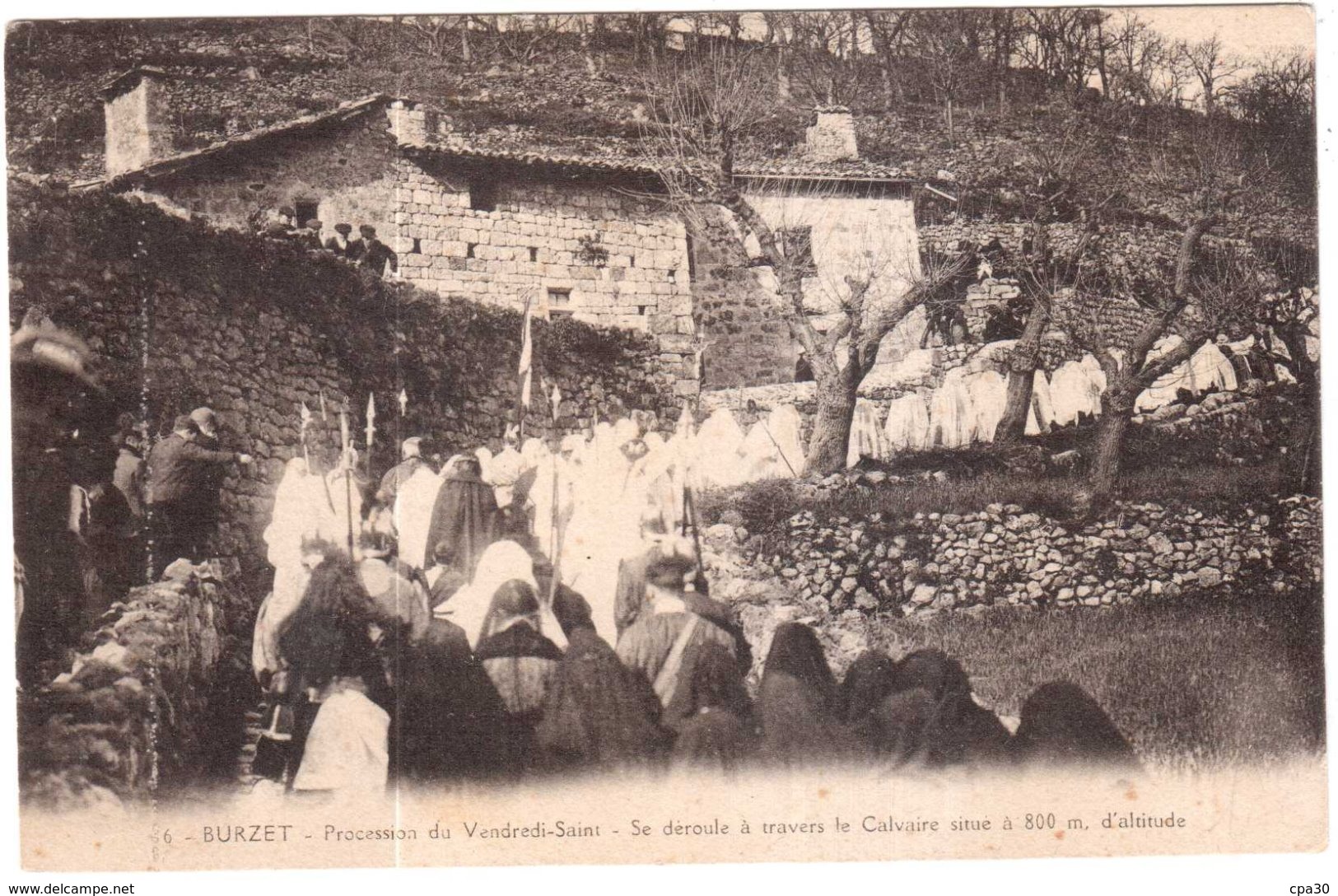 CPA ARDECHE.BURZET.PROCESSION DU VENDREDI-SAINT. - Autres & Non Classés