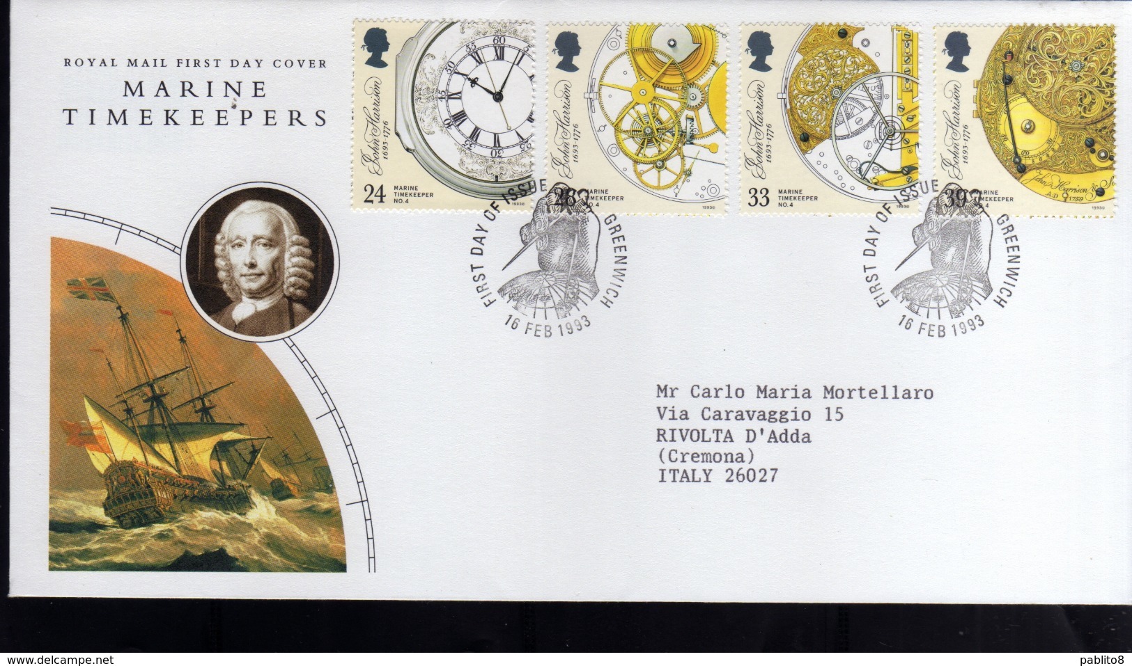 GREAT BRITAIN GRAN BRETAGNA 1993 MARINE TIMEKEEPERS FDC FIRST DAY COVER - 1991-2000 Em. Décimales