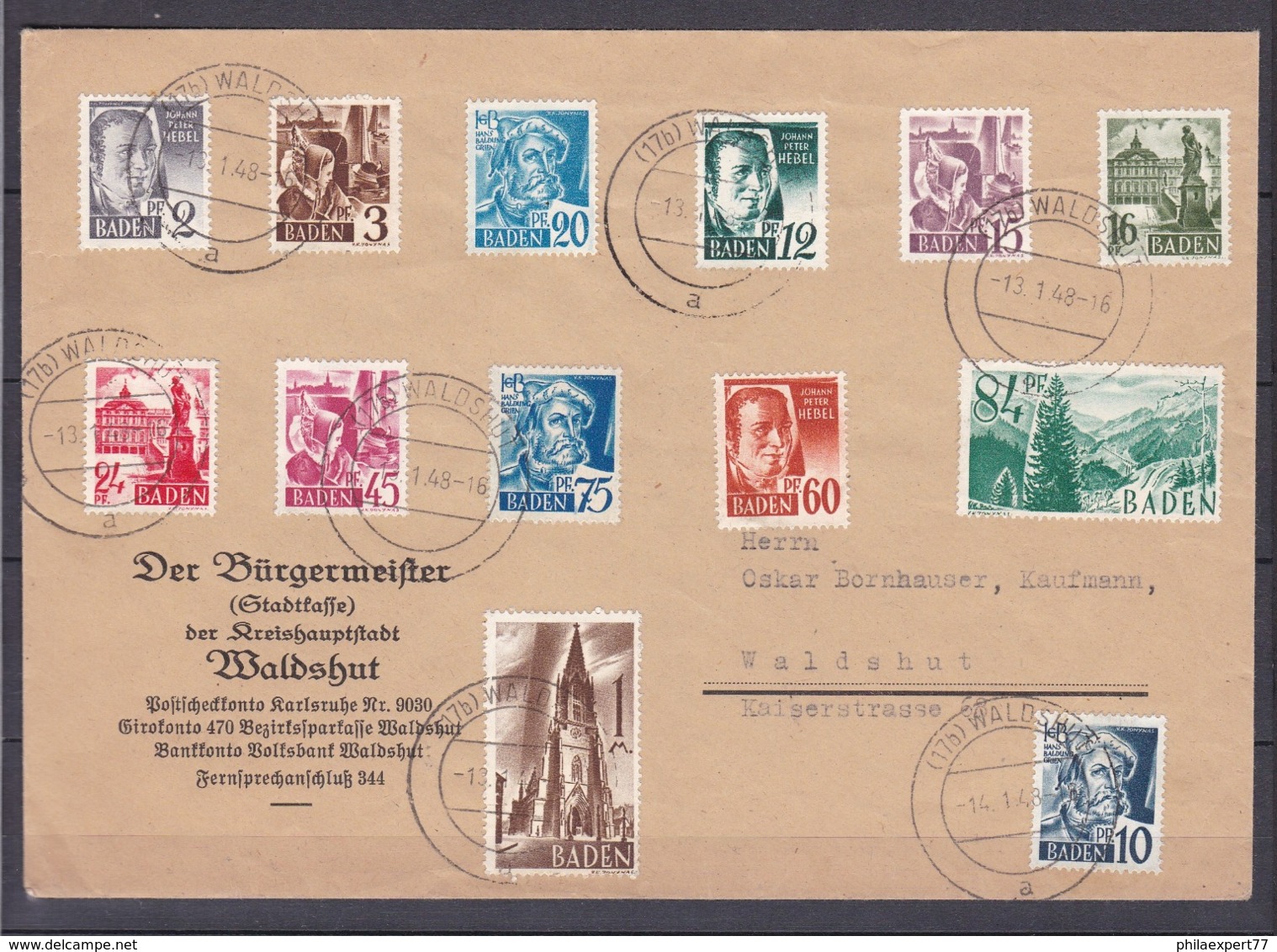 Baden - 1947 - Michel Nr. 1/13 Satzbrief - Other & Unclassified