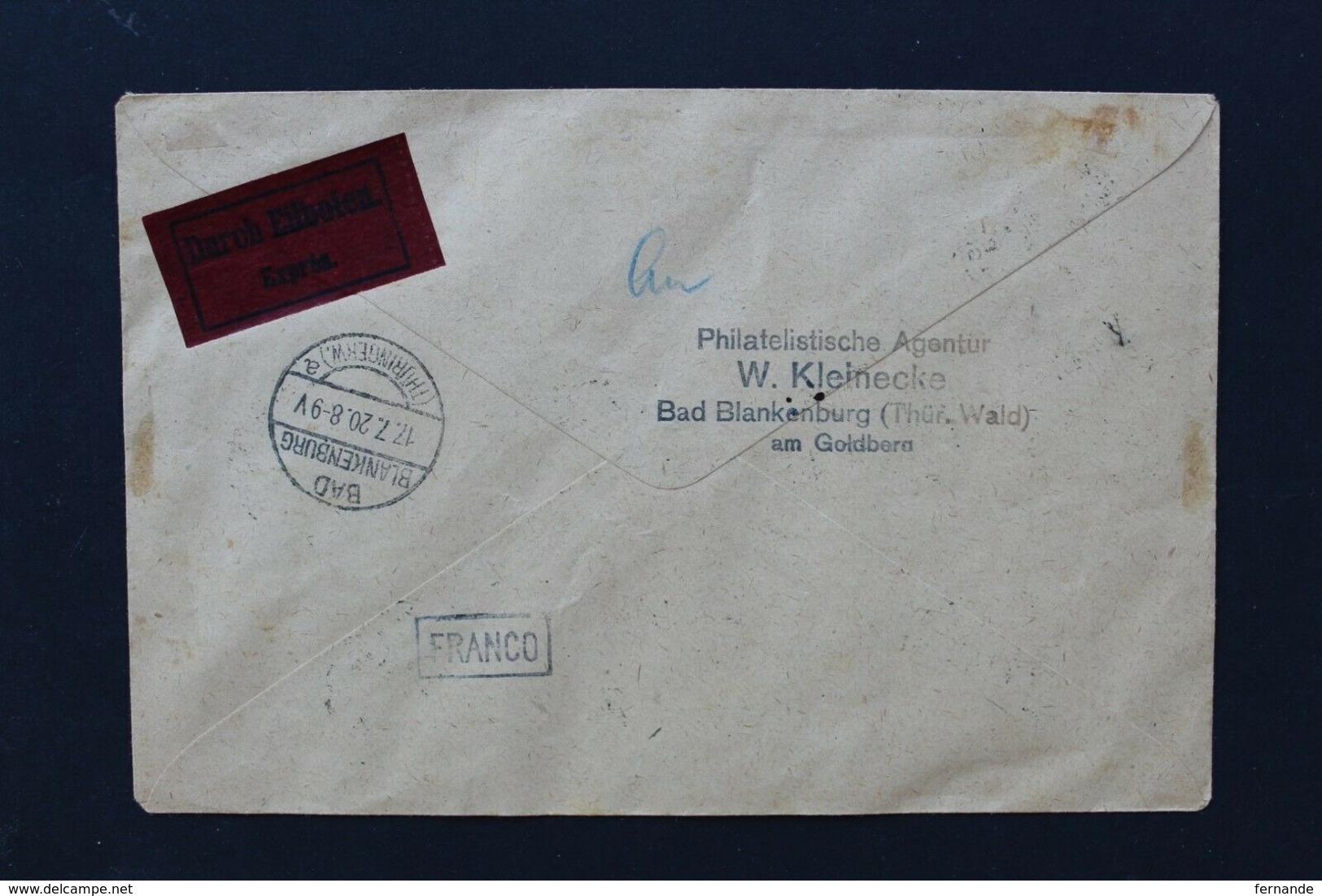 TB: Enveloppe 14/07/1920 Avec Timbres OC Surchargés Allemagne - Duitschland En Express  Vers Blankenburg - PMB 1 - OC38/54 Occupation Belge En Allemagne