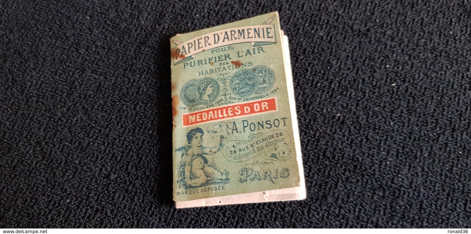 Carnet PAPIER D'ARMENIE Médaille D'or A PONSOT 26 Rue St Claude PARIS EXPOSITION 1888 1889 France Italie Grec Russie. - Publicités