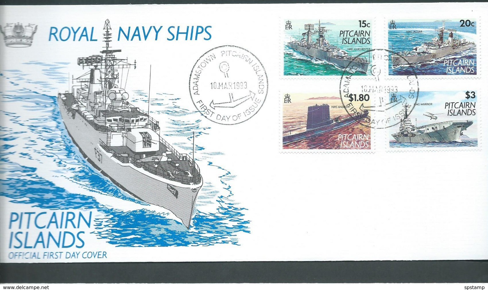 Pitcairn Islands 1993 Navy Ships Set Of 4 On FDC Official Unaddressed - Pitcairn Islands