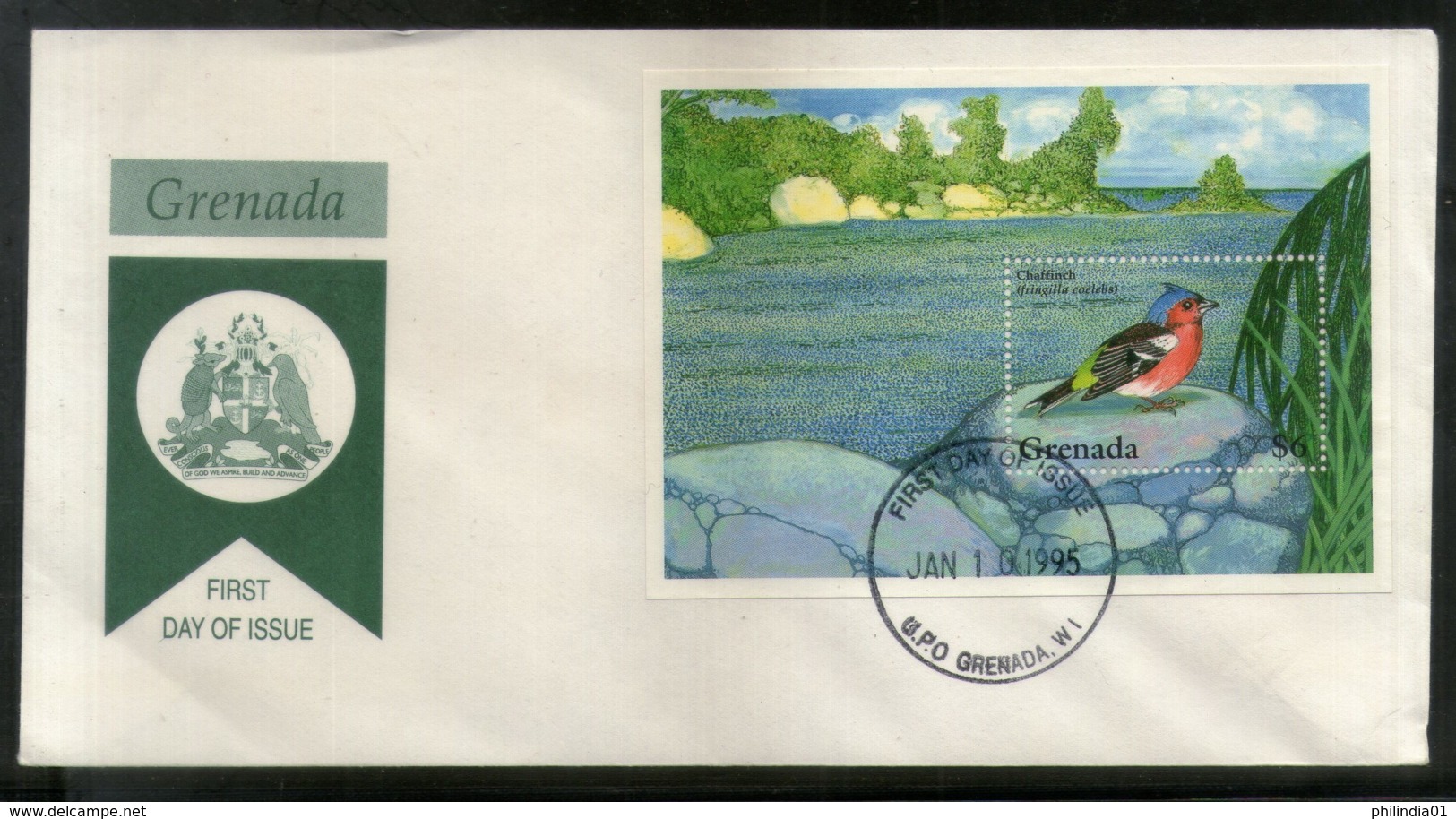 Grenada 1995 Chaffinch Birds Wildlife Animal Sc 2410 M/s FDC # 16581 - Other & Unclassified