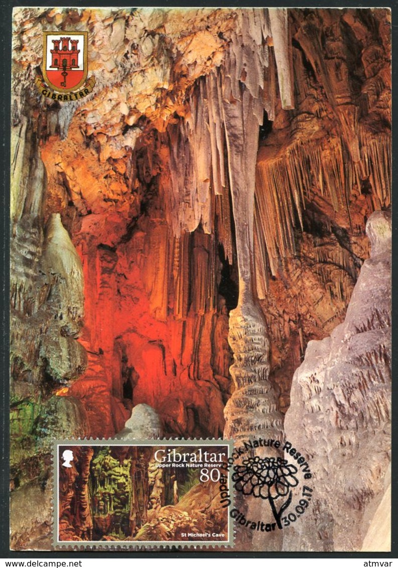 GIBRALTAR (2017). Carte Maximum Card - St Michael's Cave, Cueva, Höhle, Grotte - Upper Rock Nature Reserve - Gibraltar