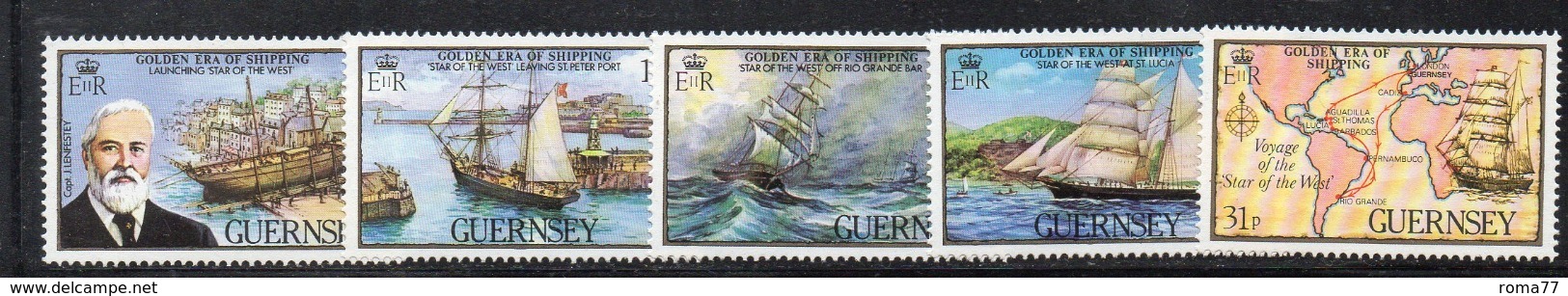 GUERNSEY GUERNESEY 1983, La Serie Unificato N. 276/80 *** MNH (2380A) Velieri - Guernesey